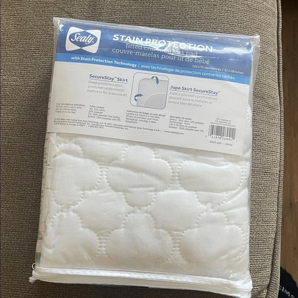 💜Sealy Stain Protection Waterproof Fitted Crib Mattress Pad
